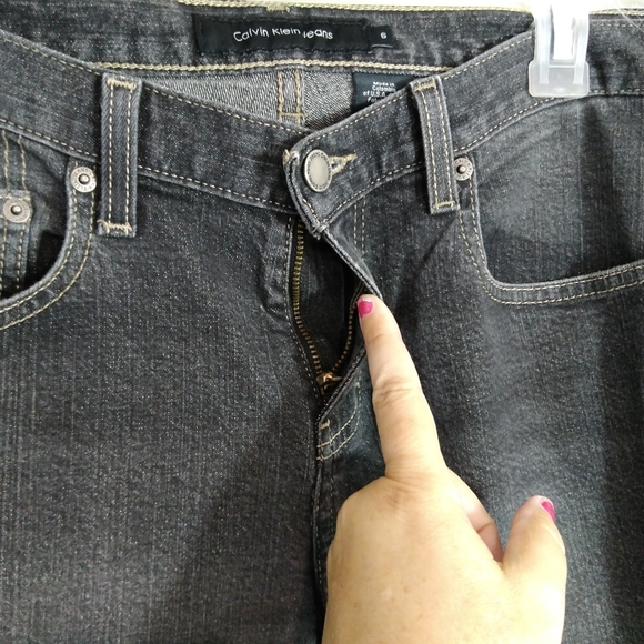 Calvin Klein Black Flare Leg Jeans Size 6 - Picture 6 of 13